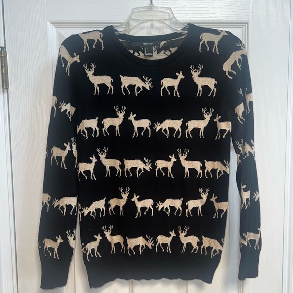 Forever 21 gold deer/reindeer sweater for Winter/Christmas/Holidays - Picture 1 of 4
